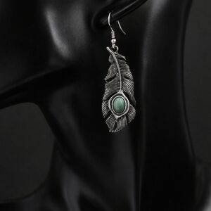 Bohemian (Boho) or Native America Style Earrings. Silver Plated.